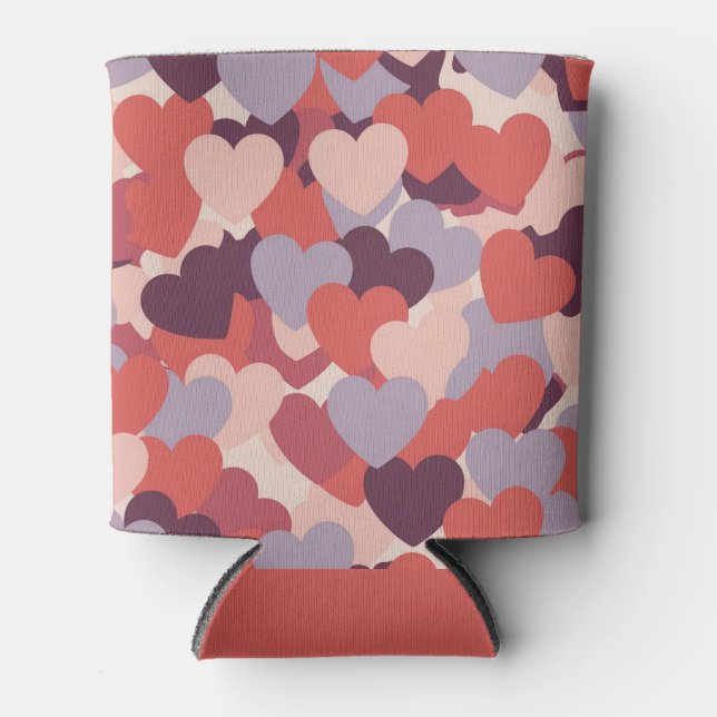Porta-lata Hearts Pink Red Lavender Can Coolers (Frente)