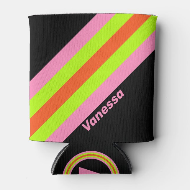 Porta-lata HI-VIS e faixas rosa com nome (Frente)