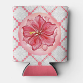 Porta-lata Hibiscus e rendas RED