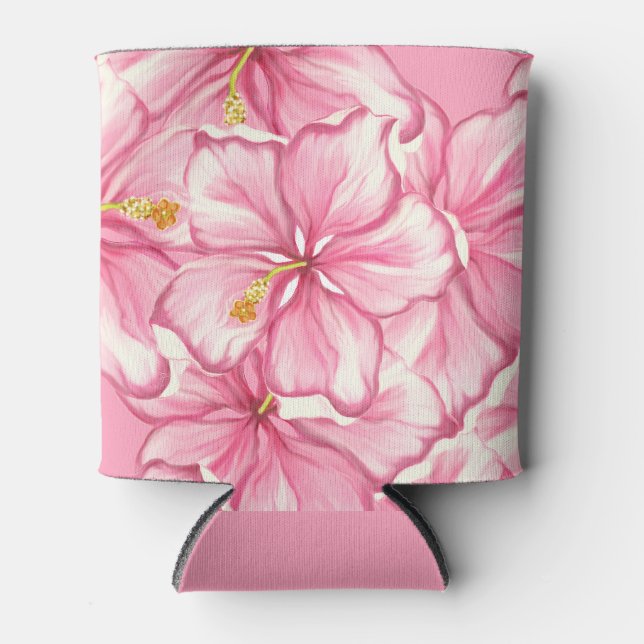 Porta-lata Hibiscus & Lace PINK (Frente)