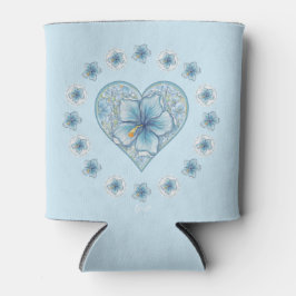 Porta-lata Hibiscus & lace TURQUOISE