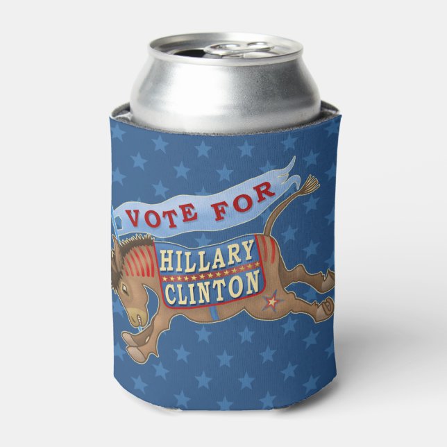 Porta-lata Hillary Clinton Presidente 2016 Democrata Donkey (Can Front)