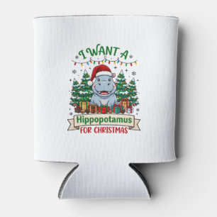 Porta-lata Hipopótamo Natal Hipopótamo Chapéu de Papai Noel Á