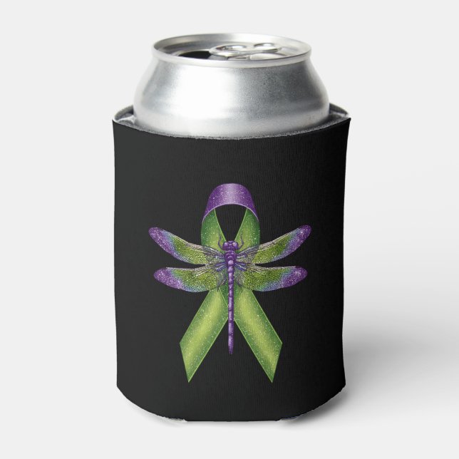 Porta-lata Hippie Dragonfly Green Ribbon Cerebral Palsy Aware (Can Front)