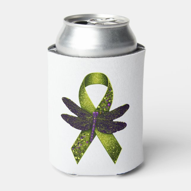 Porta-lata Hippie Dragonfly Green Ribbon Cerebral Palsy Aware (Can Front)