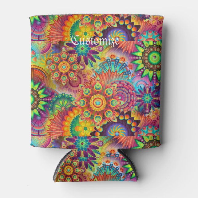 Porta-lata Hippie Groovy Techno Psychedelic Thunder_Cove (Frente)