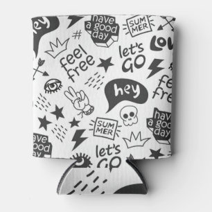 Porta-lata Hippie Preto e Branco: Estilo de Vintage