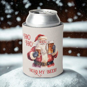 Porta-lata Ho ho segure minha cerveja! Papai Noel bebendo cer