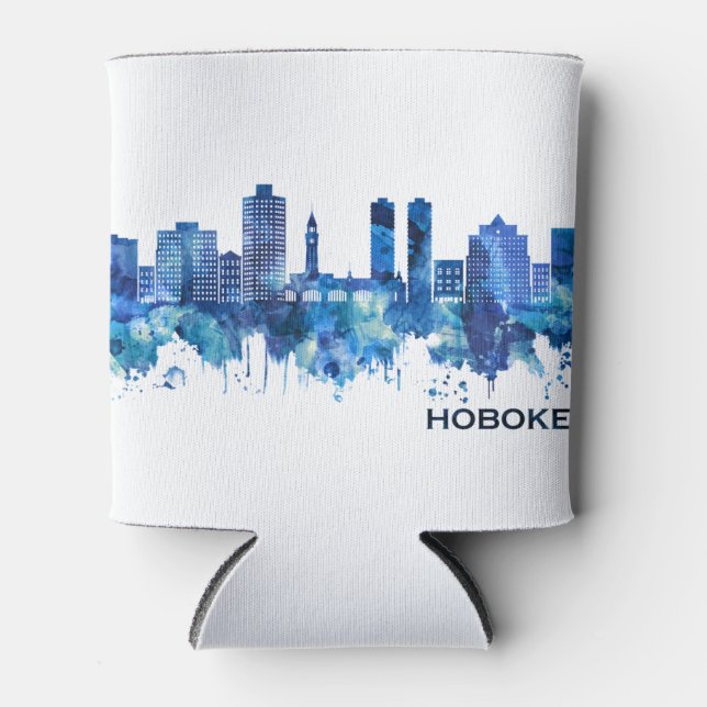Porta-lata Hoboken New Jersey Skyline Blue (Frente)