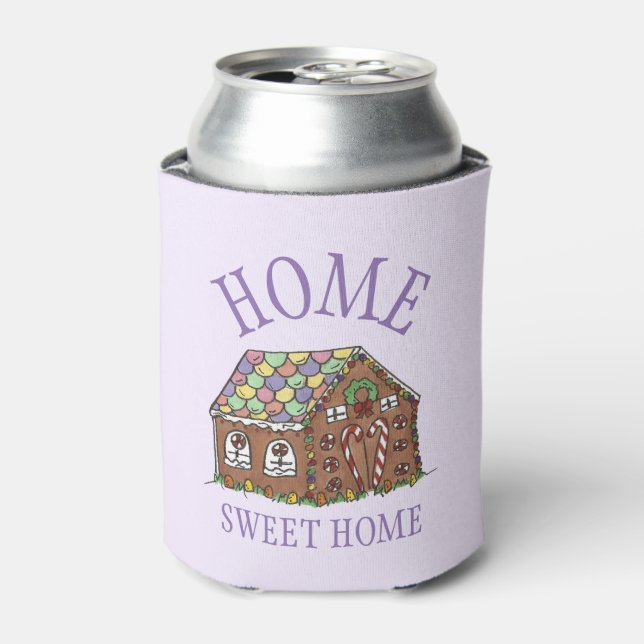 Porta-lata Home Sweet Home Gingerbird House Feriado Roxo (Can Front)