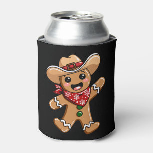 Porta-lata Homem de Biscoito Cowboy Chapéu Bandana Natal Xmas