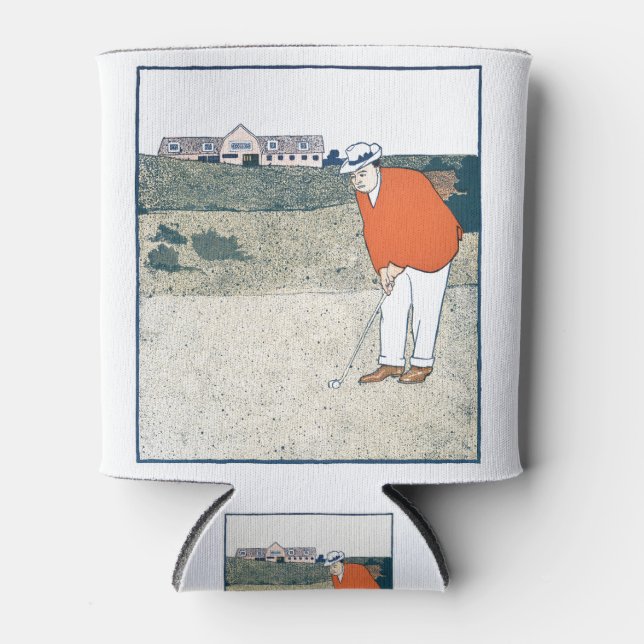 Porta-lata Homem jogando Golf por Edward Penfield. (Frente)