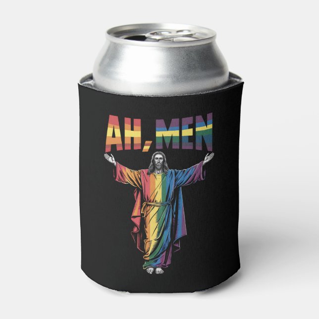 Porta-lata Homens Engraçados LGBT Orgulho gay Jesus Cristão (Can Front)