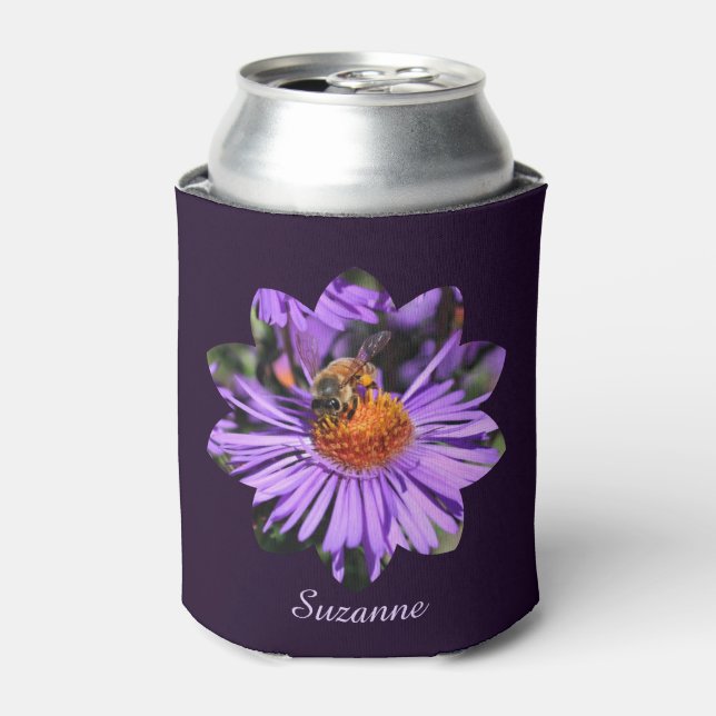 Porta-lata Honeybee Aster Flower Nature Personalizado (Can Front)
