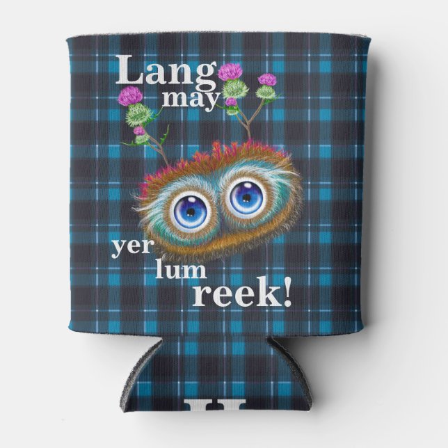 Porta-lata Hoots Toots Haggis. Sabedoria Escocesa. (Frente)