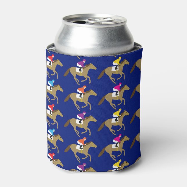 Porta-lata Horse Racing Jockeys Patterned Derby (Can Front)