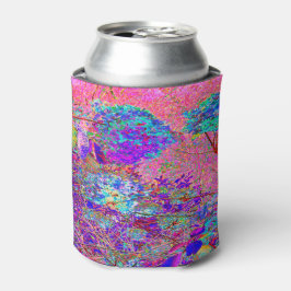 Porta-lata Hortênsia Abstrata Roxa e Azul com Magenta