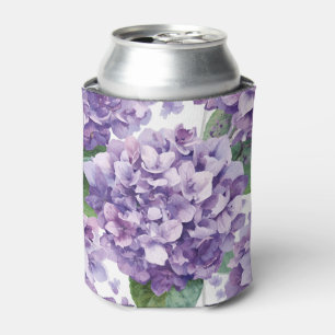 Porta-lata Hortênsia Roxa Aquarela Floral Lavanda Flor