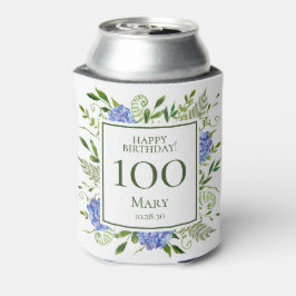 Porta-lata Hortênsias Azuis de Aniversário de 100 anos
