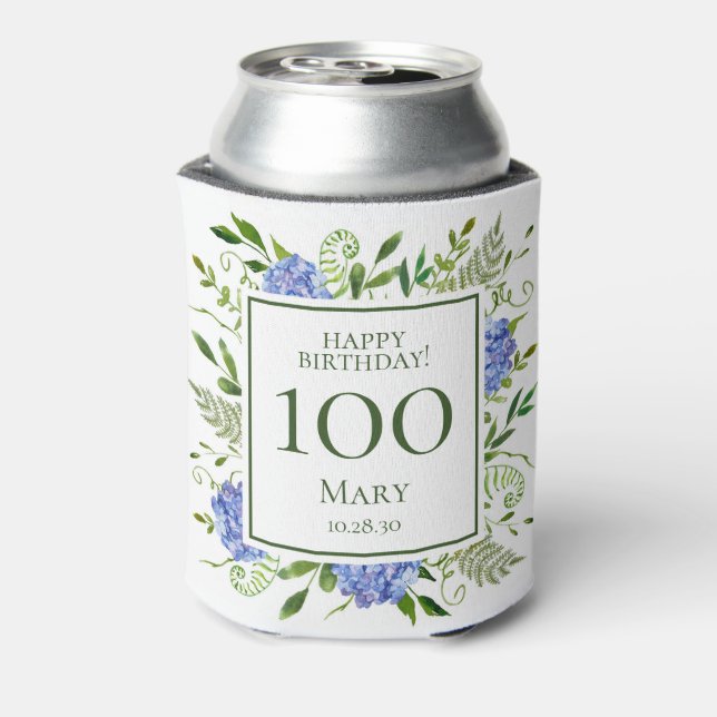 Porta-lata Hortênsias Azuis de Aniversário de 100 anos (Can Back)