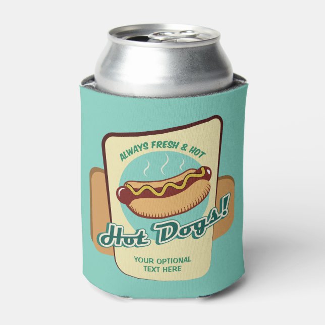 Porta-lata Hot Dog de Texto Personalizado (Can Front)