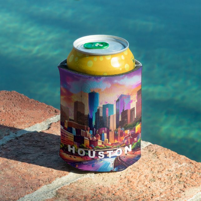 Porta-lata Houston Skyline Abstrato Art (Piscina in situ)