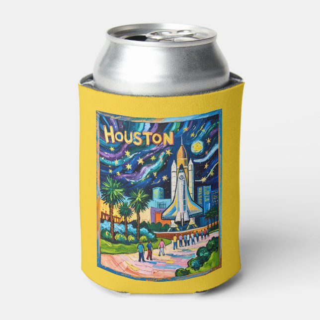 Porta-lata Houston Skyline Space Center Rocket Van Gogh Kids (Can Front)