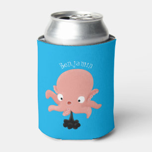 Porta-lata Humor animado de polvo de bebê rosa e bonito