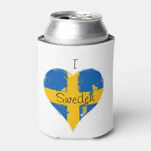 Porta-lata I Heart Suecia Swedish Flag