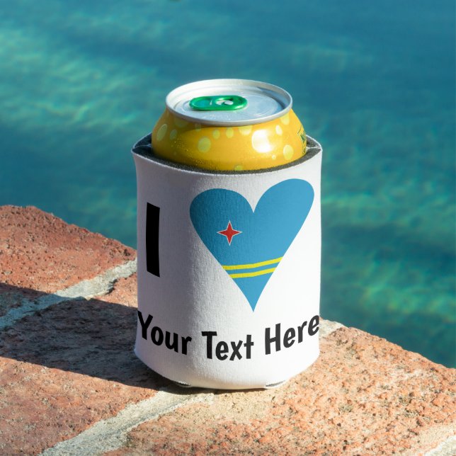 Porta-lata I Love (Aruba Heart Flag) Personalizado (Piscina in situ)