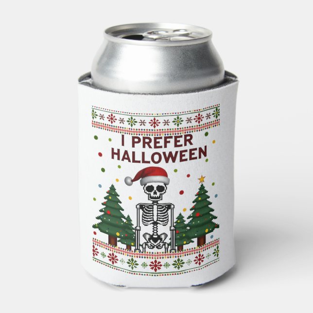 Porta-lata I Prefer Halloween Skeleton Ugly Christmas Skull S (Can Front)