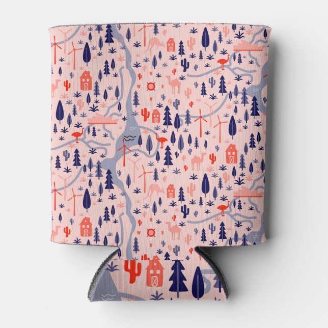 Porta-lata Ícones australianos, padrão decorativo perfeito. (Frente)