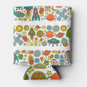 Porta-lata Ícones espaciais: design de padrão de vintage.
