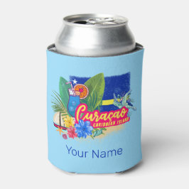 Porta-lata Ilha de caribe Retro Curacao com vinheta de tartar