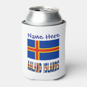 Porta-lata Ilhas Aland Ålander Bandeira Azul Personalizado