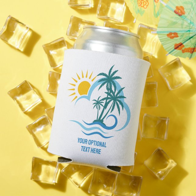 Porta-lata Ilhas Tropicais de Nome e Texto Personalizado (Verão in situ)