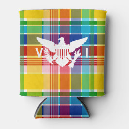 Porta-lata Ilhas Virgens Americanas Madras Pattern & Flag
