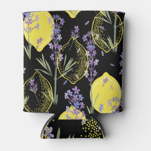 Porta-lata Ilustração da colheita de limões de Lavanda floral