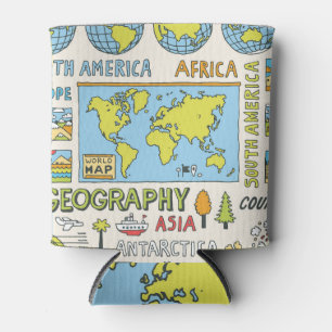 Porta-lata Ilustração da Geografia da Vintagem Desenhada à Mã