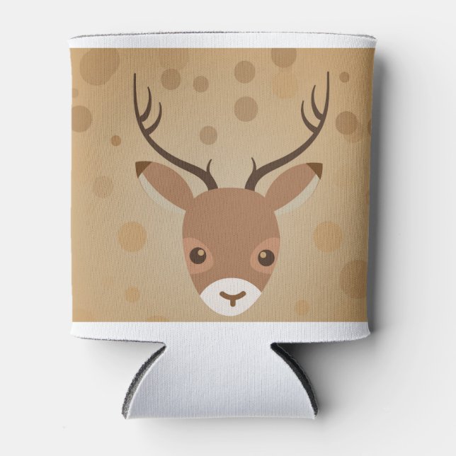 Porta-lata ilustração das renas sobre fundo castanho (Frente)