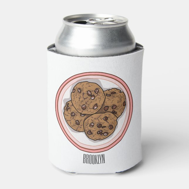 Porta-lata Ilustração de desenho animado com chip de chocolat (Can Front)