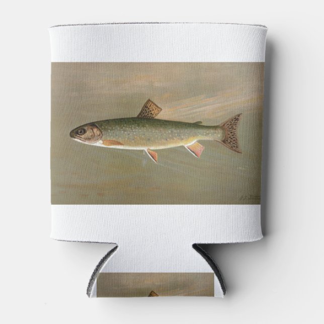 Porta-lata Ilustração de Peixes de Trout Brook Americano (Frente)