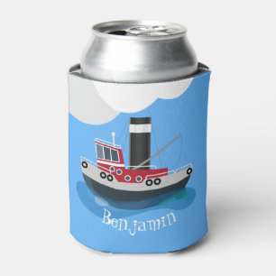 Porta-lata Ilustração em desenho animado de um barco de pesca