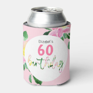 Porta-lata Ilustração Exótica Floral Cor-de-Rosa de Verão em