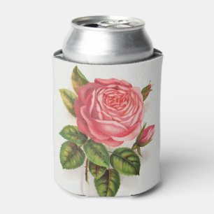 Porta-lata Ilustração Floral Rosa Antiga Cottagecore