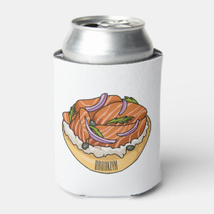 Porta-lata Imagem do desenho animado do bagel de salmão