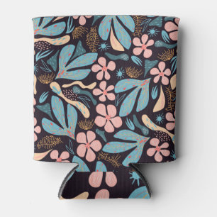 Porta-lata Impressão Azul Coral Azul Floral Escuro