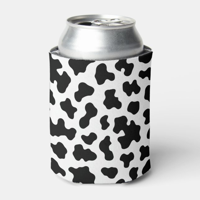Porta-lata Impressão de Couro de Vaca Preto e Branco (Can Front)