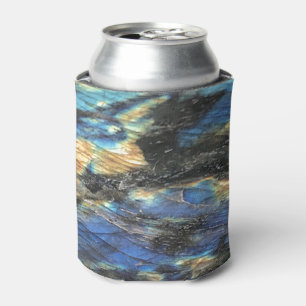 Porta-lata Impressão de Cristal Labradorite Amarelo Azul Esc