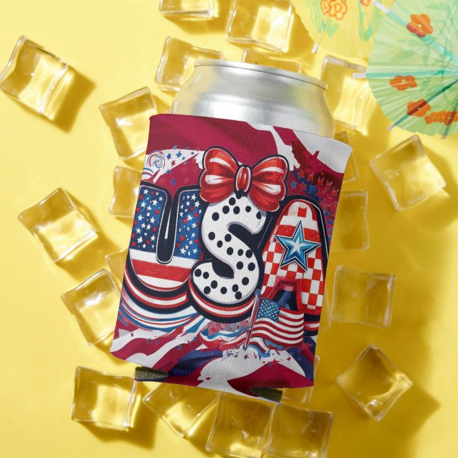 Porta-lata Impressão de EUA Personalizado - Bandeira American (Verão in situ)